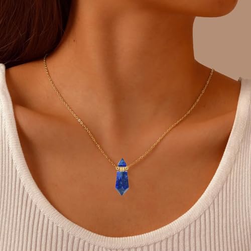 Cremation Jewelry Urn Necklaces for Ashes for Women Men, Natural Crystal Stone Memorial Keepsake Pendant Urn Locket for Human Ashes Holder Blue