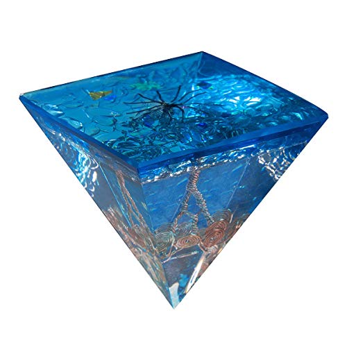 Rockcloud Navy Blue Healing Crystal Copper Wire Orgone Pyramid Stone Copper Wire + Rock Crystal Stone