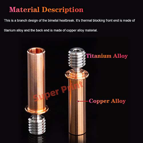 Super Print CR6 SE/Ender 3 Neo Copper+Titanium Alloy All Metal Bi-metal Heatbreak,Upgrade Smooth Heat Break for CR-6 SE/Max/CR10 Smart/Ender 3 V2 Neo/Ender 3 Max Neo/Ender 3 Neo Hotend. CR6SE Parts 2PCS-Heatbreak