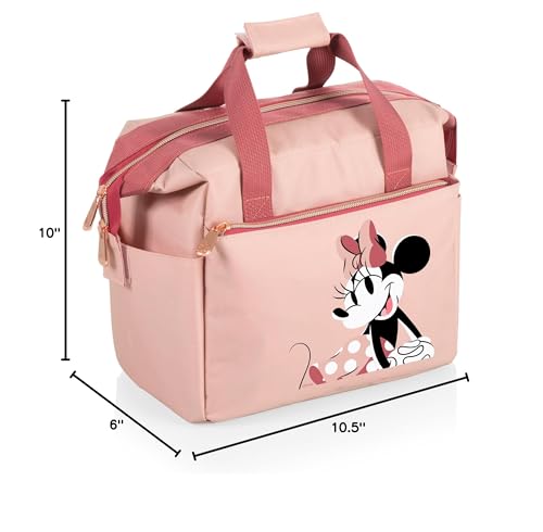 PICNIC TIME Disney Minnie Mouse On The Go Insulated Lunch Bag, Soft Cooler Lunch Box, Leak Resistant Reusable Lunch Tote, Work Lunchbox, Thermal Cooler Bag with Dual Compartments (Pink)