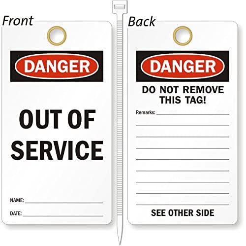 SmartSign Danger Out of Service Tags - 2-Sided Do Not Remove Lockout Tag | 6" x 3.25" Heavy Duty Vinyl, Pack of 25, Made in USA