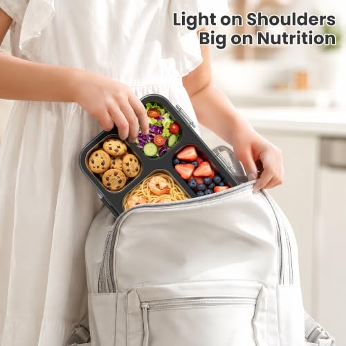 HOMEKOL Stainless Steel Bento Lunch Box, 4 Cups, Black