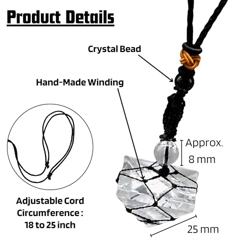 Pyramid Necklace Crystal Jewelry for Men Women : Stylish Natural Gemstone Men Jewelry, Unique Women Men's Necklace with Crystal Stone Holder Pyramid (Black Macrame) clear quartz