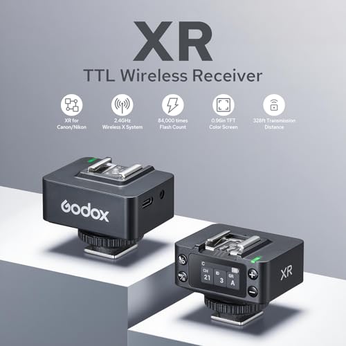 Godox XR TTL Wireless Flash Receiver for Canon Nikon, 2.4G HSS Trigger