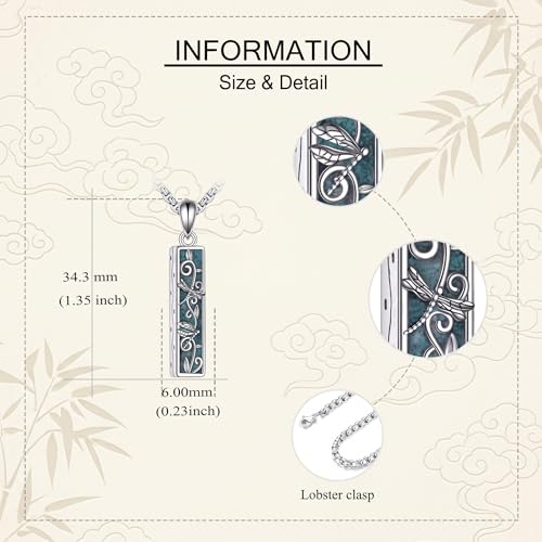 Turquoise Bar Urn Necklace 18k White Gold Plated Paw Print/Dragonfly/Tree of Life/Mountain/Cremation Pendant Necklaces For Women Female Gift Jewelry For Ashes Dragonfly