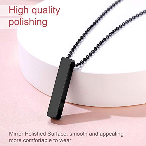 FindChic Personalized Urn Necklaces for Ashes Vertical Bar/Moon Cat/Sand Clock/Dog Claw Pendant Stainless Steel/18K Gold Plated/Black Waterproof Keepsake Cremation Jewelry with Funnel, with Gift Box 1. vertical bar (black) not customized