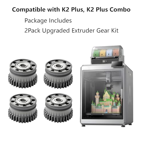 2Pack Extruder Gear Kit for Creality K2 Plus, 3D Printer Wear Resistance DLC Coating Hardened Steel Extrusion Gear Kit for K2 Plus Combo K2 Series