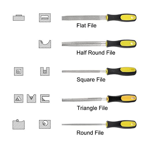 HARFINGTON Diamond Coated File 12 Inch 80 Grits Square Files Tools with Plastic Handle for Metal Glass Wood Stone Grinding Polishing Engraving