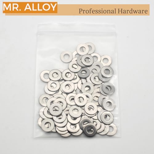 MR. ALLOY #10 stainless steel flat washers, 7/32-inch ID x 1/2-inch OD, 100 pack