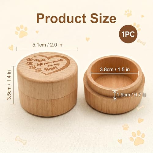 Dog Memorial Keepsake Box, Wooden Pet Urn for Ashes, Hair & Fur Remembrance Container with Lid, Small Pet Loss Sympathy Gift for Dog Cat Passing, Memory Storage Box, Home Display