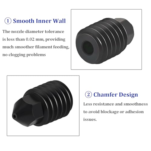 Pack of 6 hardened steel nozzle for Bambulab X1/X1C/X1E/P1P/P1S, 4 pieces 0.4 mm, 6 pieces 0.6 mm hardened steel extruder hotend nozzles for Bambu Lab X1/X1C/X1E/P1P/P1S 3D printers
