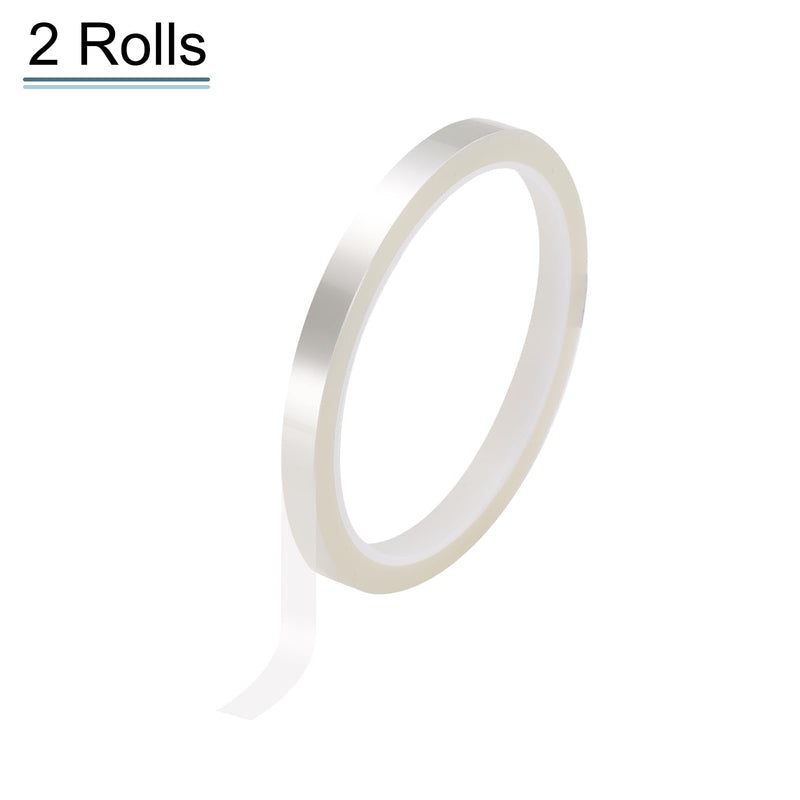 HARFINGTON 2 Rolls High Temperature Masking Tape 1/4" x108ft(6mmx33m) 0.05mm Thick PET Film Silicone Adhesive Heat Resistant Tapes for Heat Press Anodizing Circuit Board, Transparent 1/4"x108ft
