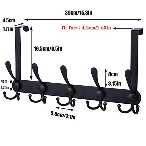 [Australia - AusPower] - Encozy Over The Door Hooks,Coat Rack for Hanging Clothes Hat Towel (Heavy Duty Black 1pcs) … 
