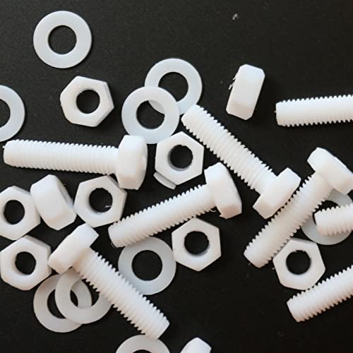 Caterpillar Red natural PTFE M5 x 20mm hex head plastic bolts with nuts and washers