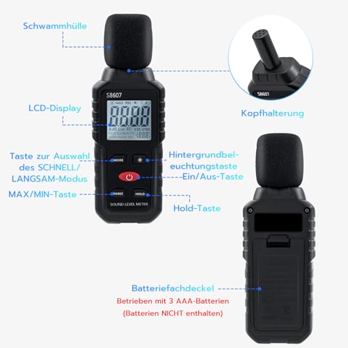 Mcbazel Dezibel Digital Sound Level Meter 30-130 dB with LCD Display, Volume Meter for Home, Office & Workshop