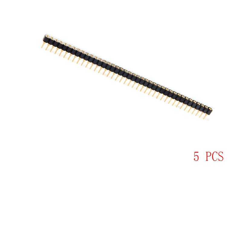 [Australia - AusPower] - 2.54mm 0.1" Pitch 1x40Pin Circular Female Socket Pin Row 40P Single Row Straight Female/Male Socket/Pin Header Connector Gold Plated, Pack of 5 