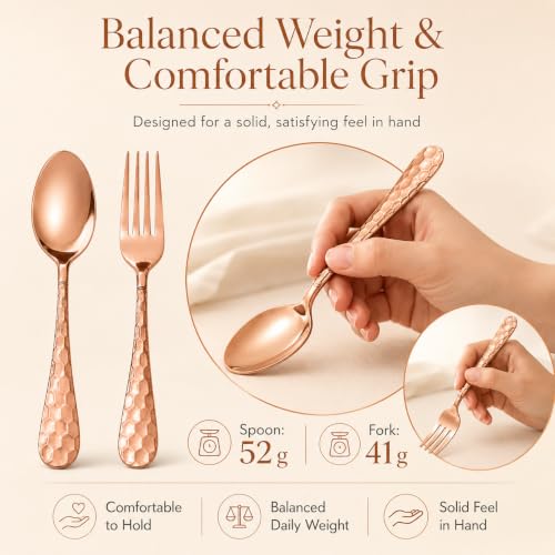 Pure Copper Spoon & Fork Set, 1 Spoon + 1 Fork