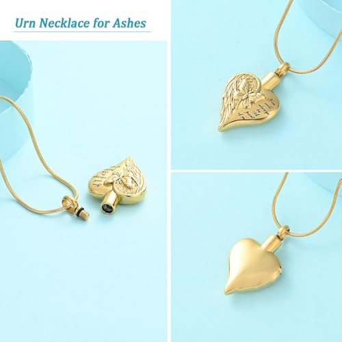 Imrsanl Cremation Jewelry Butterfly Heart Urn Necklace for Women Gold
