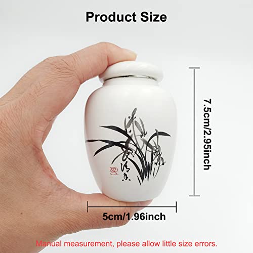 Mini Hummingbird Urns for Adult Ashes Dog Cat Ash Holders，Small Keepsake Cremation Urns for Pets,Miniature Pets Memorial Ceramic Funeral Urn, Honor Your Loved One with Handcrafted White Urn (Orchid Orchid Pattern