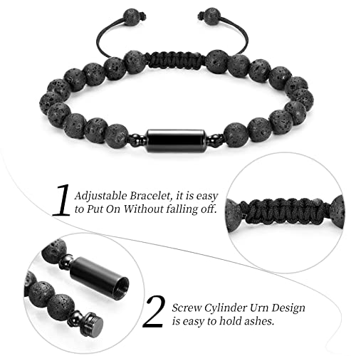 shajwo Cylinder Urn Bracelet for Ashes for Women Men Black