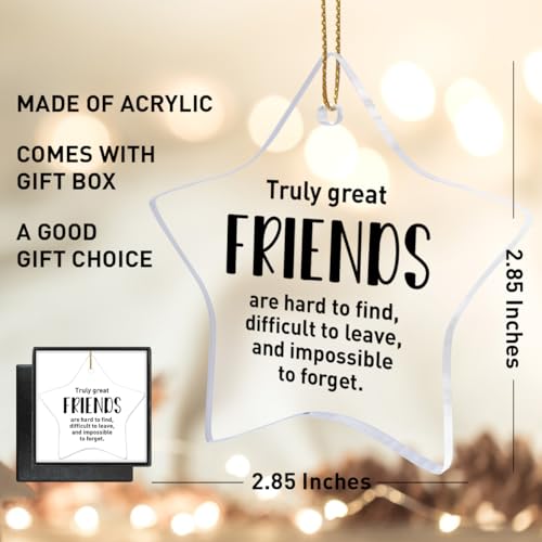Friendship Gift Christmas Ornament, Truly Great Friends are Hard to Find, Friendship Ornament Gift for Best Friend Women Bestie Sister BBF Birthday Graduation Going Away Gifts Q8