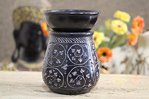 Handmade Black Soapstone Aroma Oil Burner