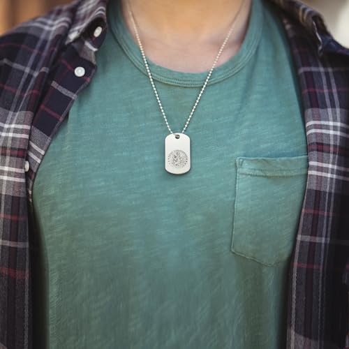 Christopher James of London | Solid 925 Sterling Silver St. Christopher Dog Tag with Optional Chain | Front & Back Engraving | Modern Photo Engraved Design | Gift Box Included