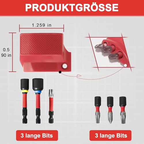 Magnetic Bit Holder Universal | For Milwaukee M12 Dewalt Makita | Anti-Rotation & Strong Magnet | Tool Holder for Hammer Drill (Red)