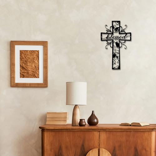Rajukit Blessed Christian Metal Cross Wall Art for Home