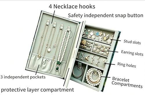 Jacquare Fabric Jewelry Organizer Book, Jacquare Fabric Green
