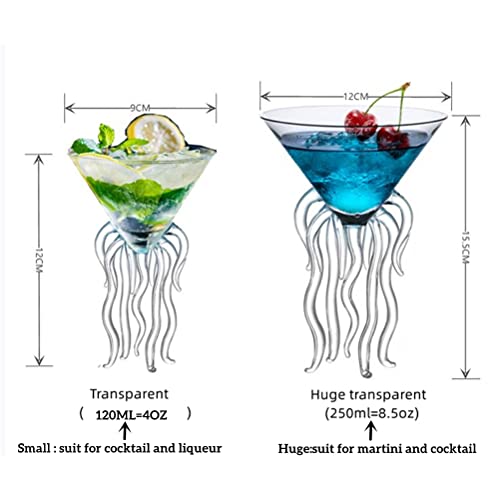 GAOGAO Octopus Cocktail Glass Creative Drinkware Bar Goblet Tools Snifters (Huge 2 Transparent) 8.5 Ounces Huge 2 Transparent (250ml)