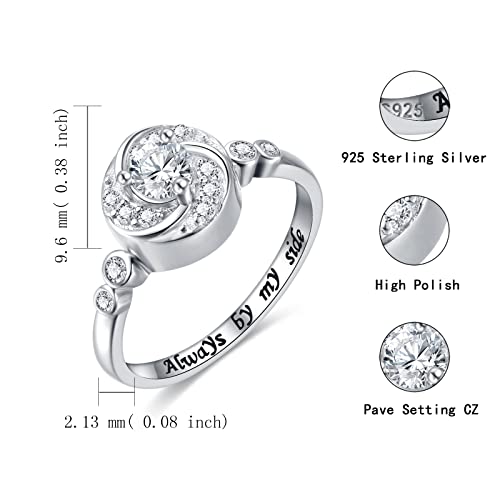 Urn Rings for Cremation Ashes Circle of Life 925 Sterling Silver Always by my side Keepsake Rings Memorial Jewelry for Women Size 9