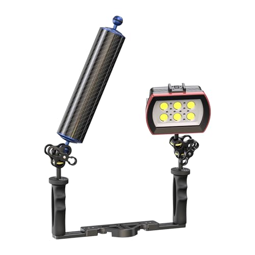 Carbon Fiber Underwater Float Arm with Dual Ball Mounts for Photography and Video, Compatible with Diving Trays, Video Lights, Strobes (Blue, 60mm12') 60mm12' blue