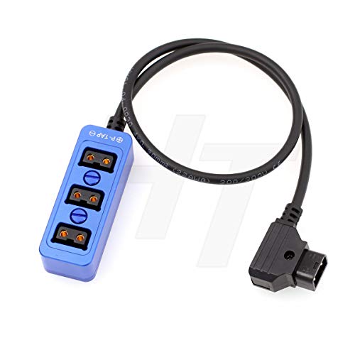 DTAP Power Splitter Triple Cable Box Hub, D-tap Male to Female 3 Port Distributor for ARRI Camera Anton Bauer Battery Ronin 2 1/4" Mount 50cm Blue