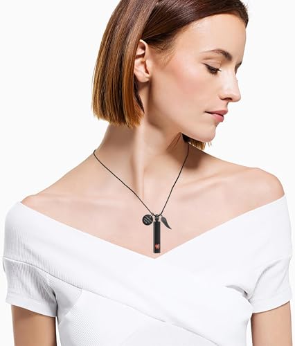 Hearbeingt Birthstones Urn Necklaces for Ashes for Women Men Cube Cremation Jewelry Urns Pendant for Human Ashes Memorial Keepsake Locket Jewelry Black-R