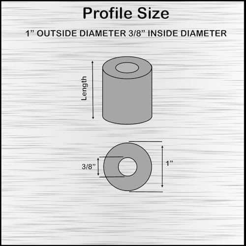 Black aluminum round spacer, 1 inch OD x 3/8 inch ID, 1 inch length, 5-pack by Metal Spacers Online