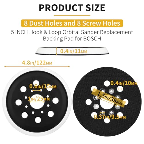 Gnellkoor 4-pack replacement hook and loop discs for Bosch ROS20VS orbital sander pad