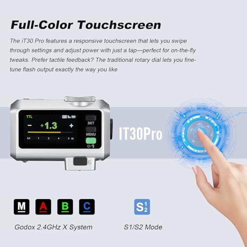 GODOX iT30 Pro F TTL Mini Flash for Fuji with Diffuser, HSS 1/8000s IT30 Pro F(Silver)