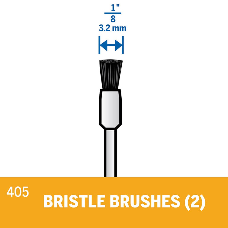 Dremel 405-02 Nylon Bristle Brushes (2 Pack), 1/8" 1/8" bristle brush