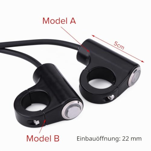 Motorcycle Handlebar Switch, 22 mm Aluminum Handlebar Horn Power Start Switch ON/OFF Waterproof Push Button Switch Handlebar Mount Blue Ray 10-12V 10-16A CNC(B) B