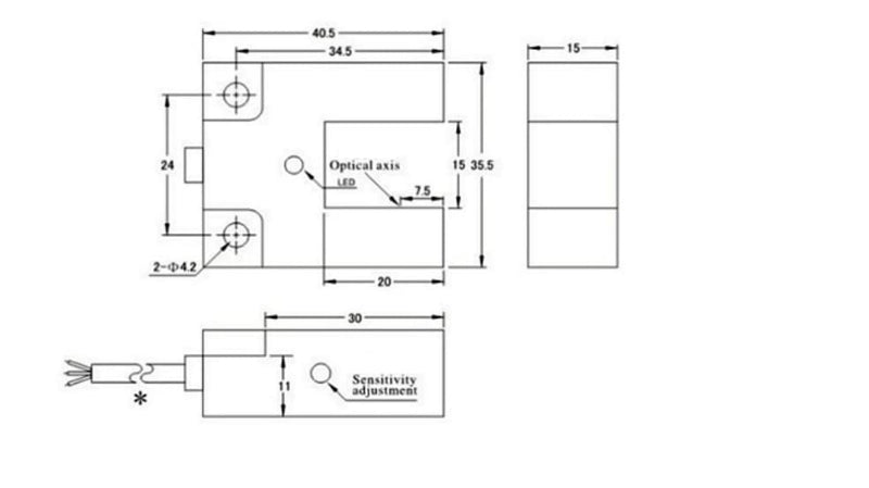 Fork Light Barrier 6 to 36 Volt NO PNP Detection Range 15 mm U-Photoelectric Light Sensor (15 mm - PNP NO) 15 mm - PNP NO