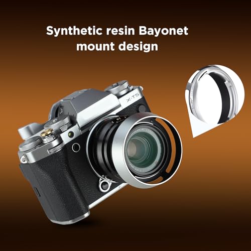 Haoge LH-FJ35S Bayonet Round Metal Lens Hood for Fujifilm Fuji Fujinon XF 35mm F2 R WR XF35mmF2, XF 23mm F2 R WR XF23mmF2 and XC 35mm F2 XC35mmF2 Lens Replace LH-XF35-2 Silver