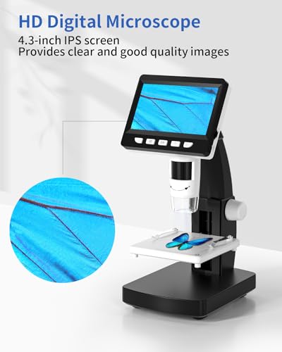 CIMELR 4.3 Inch Digital Microscope, 50X-1000X Resolution, USB Microscope with 8 Adjustable LED Lights, Microscope for Adult/Children (306-B) 306-B
