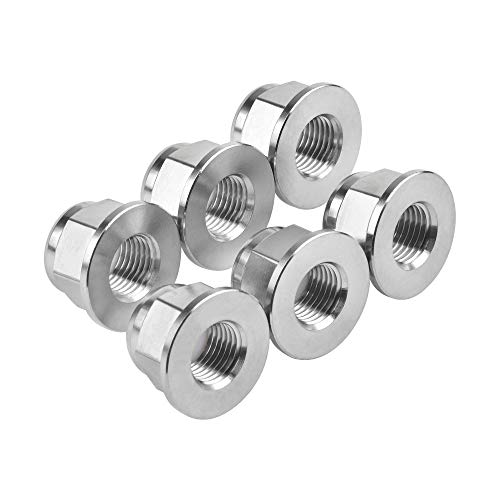 Wanyifa titanium M12 flange nylon lock nuts, 1.25mm pitch, pack of 6