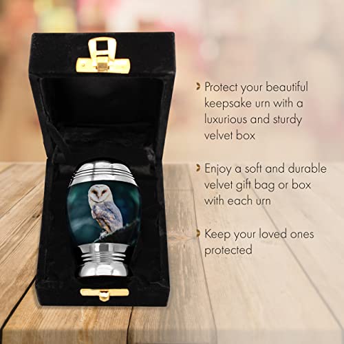 Commemorative Cremation Urns for Ashes Adult Male - Personalized Urn for Ashes for Women Decorative Urns - Beautiful Handcrafted Urns for Human (Small Observing Owl) Small
