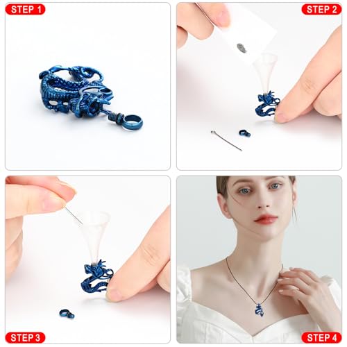 Cremation Jewelry for Ashes Stainless Steel Dragon Urn Necklace Keepsake Human Pet Ashes Holder Memorial Pendant for Women Men Blue