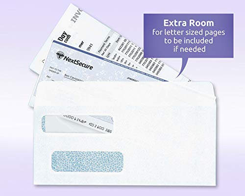 NextDayLabels #9 Double Window Check Envelopes - 500 Pack Ready-Seal Security Tinted Envelopes for QuickBooks, Sage 100, Blackbaud Checks - Self-Sealing Laser-Compatible - Made in USA #9 Envelope-500 Pack