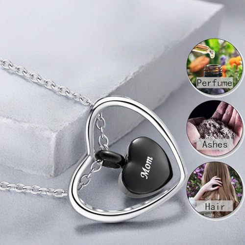 Double Heart Cremation Jewelry for Ashes Engraved Stainless Steel Urn Necklace for Women Men Mom