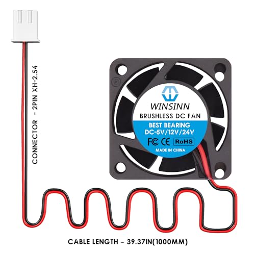 WINSINN DC 40mm Fan 24V 4015 Dual Ball Bearing Brushless Cooling 40x15mm 2PIN (Pack of 4Pcs)