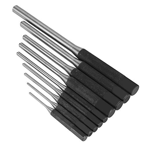 9Pcs Roll Pin Starter Punch Set for Gunsmithing, 40CR Metal Steel Roll Pin Punch Set for Automotive Gunsmithing Watch Jewelry & Craft Repair, Mechanics Professional Tool Kit